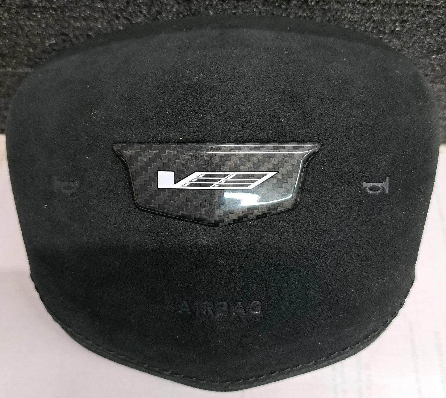 Cadillac CT4-V Real Carbon Fiber Monochrome "V Logo" Steering Wheel Emblem Cover