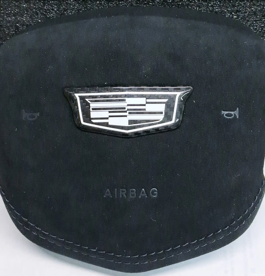 Cadillac CT5-V Blackwing Real Carbon Fiber Monochrome "Shield" Steering Wheel Emblem Cover