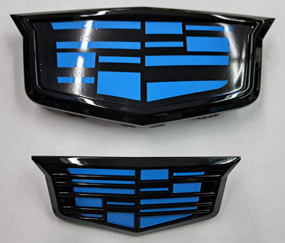 Cadillac CT4-V Blackwing Front and Rear Electric Blue Emblems