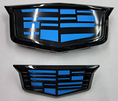CT5-V Blackwing Front & Rear Electric Blue Cadillac Shield Emblems