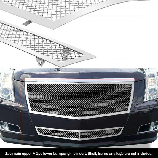 2008-'14 CTS (2nd Gen CTS) Polished Stainless Steel Top & Bottom Mesh Grille