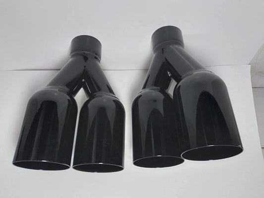 Dual Gloss Black Power Coated Straight Cut Single Wall Exhaust Tips with 3.5" O.D. and 2.5" I.D.