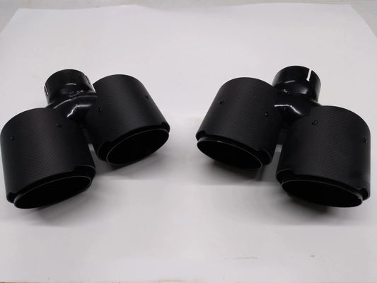 Dual Real Carbon Fiber Slant Cut Staggered Exhaust Tips with 3.5" O.D. and 2.5" I.D.