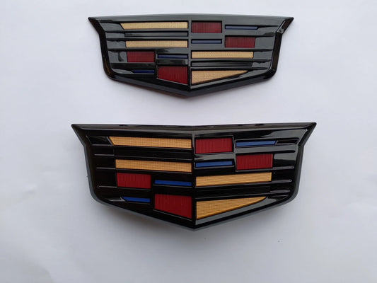 2016-2019 CTS-V Front & Rear Gloss Black Cadillac Shield Emblems