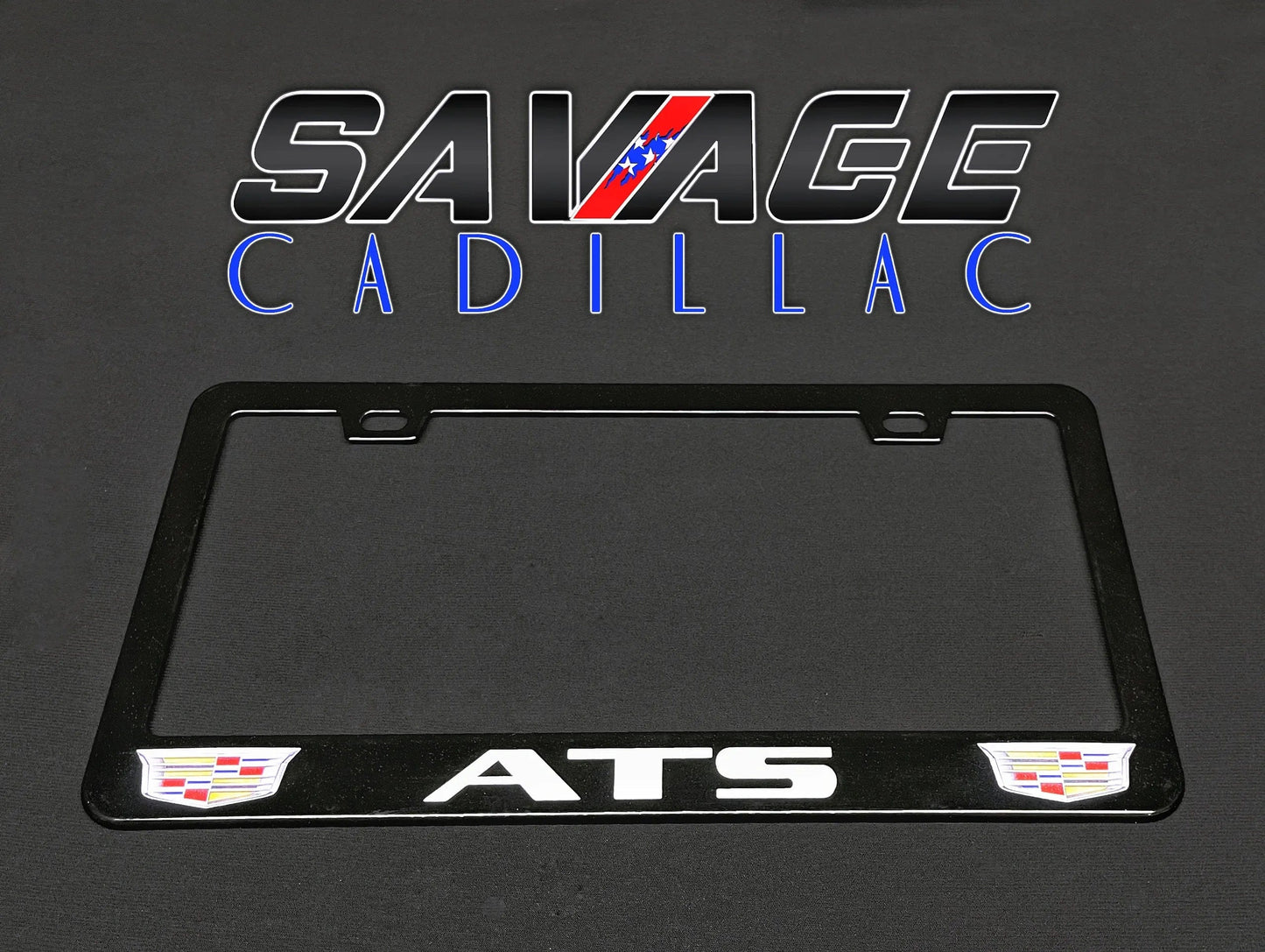 Cadillac ATS Logo Gloss Black License Plate Frame