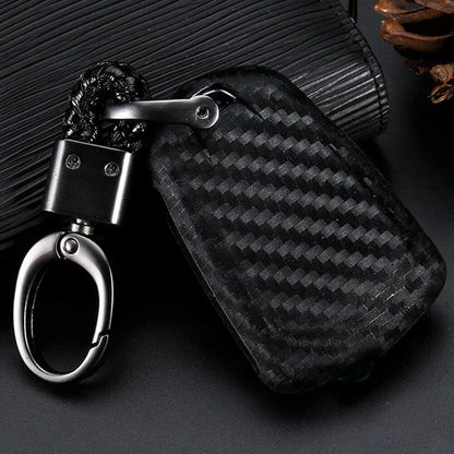 Cadillac ATS Gen 3 Soft Carbon Fiber Key FOB Cover With Key Chain