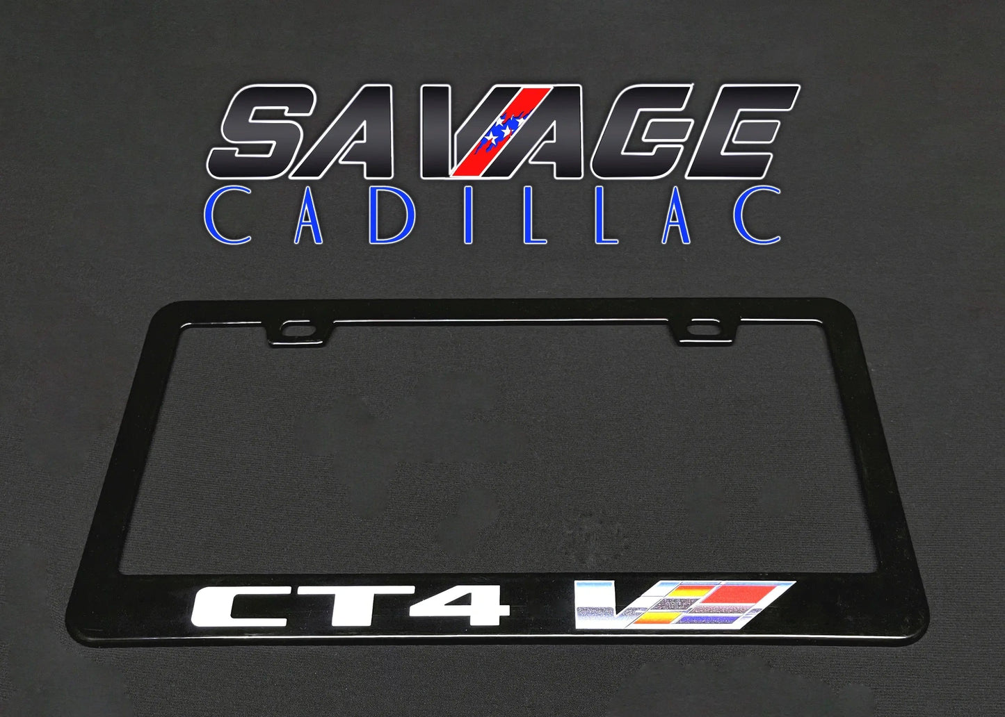 Cadillac CT4-V Logo Gloss Black License Plate Frame