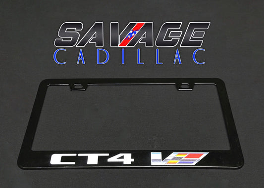 Cadillac CT4-V Logo Gloss Black License Plate Frame