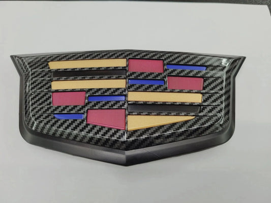 CT5-V Blackwing Front Carbon Fiber Cadillac Shield Emblem w/ Full Color Center