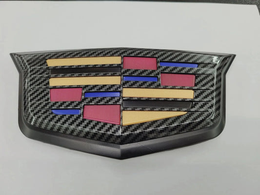 CT5 Front Carbon Fiber Cadillac Shield Emblem w/Full Color Center