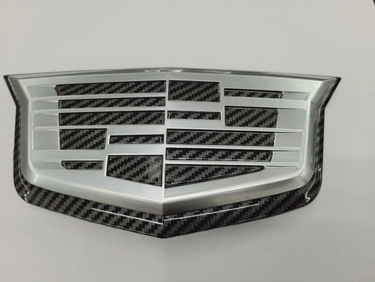 CT5-V Blackwing Front Silver Cadillac Shield Emblem w/Carbon Fiber Center