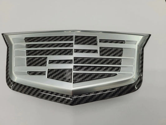 Cadillac CT5-V Silver Front Emblem with Carbon Fiber Center
