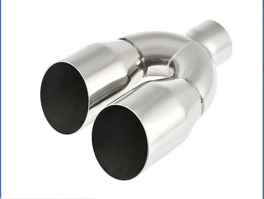 Dual Polished Stainless Steel Slant Cut Single Wall Exhaust Tips with 3.5" O.D. and 2.5" I.D.