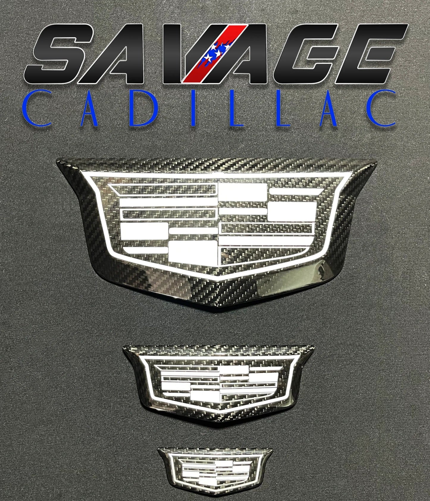 Cadillac CT4-V Blackwing Front, Rear & Steering Wheel Genuine Carbon Fiber Emblem Covers