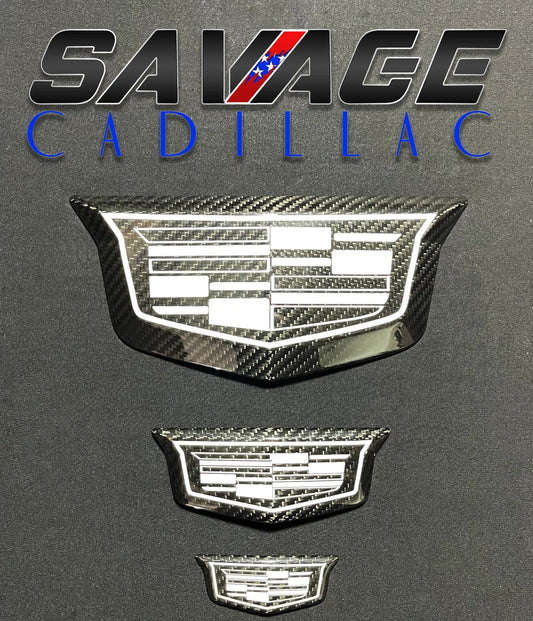 Cadillac CT5-V Front Grille, Rear Trunk & Steering Wheel / Genuine Carbon Fiber Emblem Covers