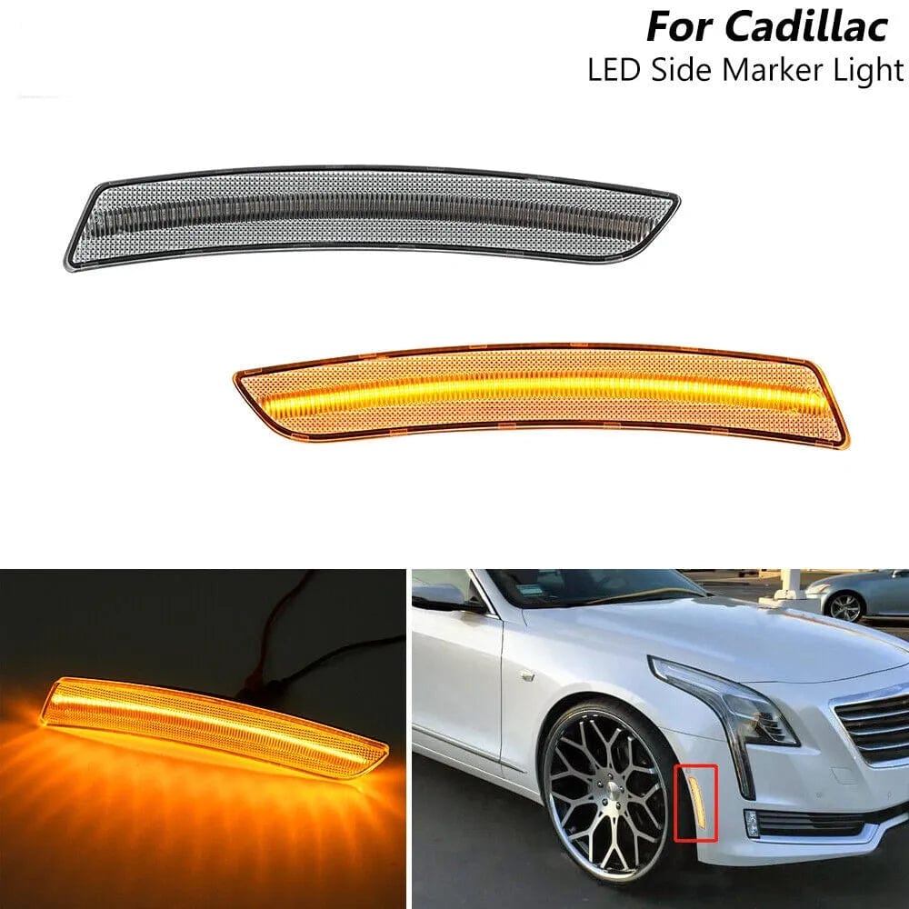 Cadillac 2016-2020 CT6 Clear Lens w/ Amber LED Side Marker Lights