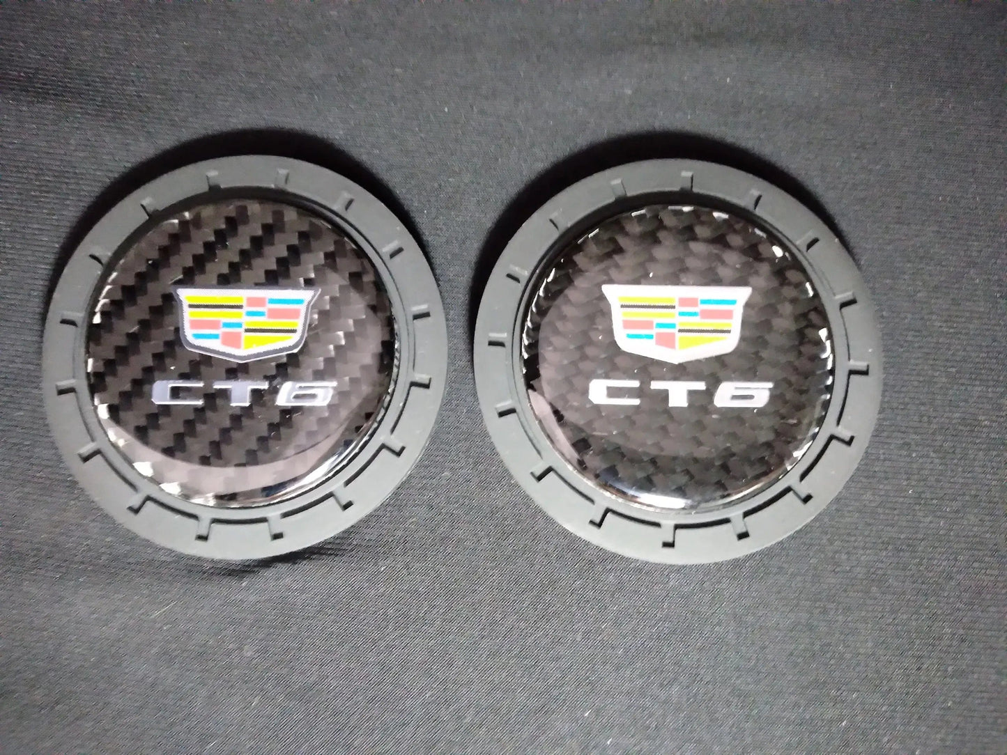 Cadillac CT6 Shield Logo Carbon Fiber Cup Holder Bottom Pucks