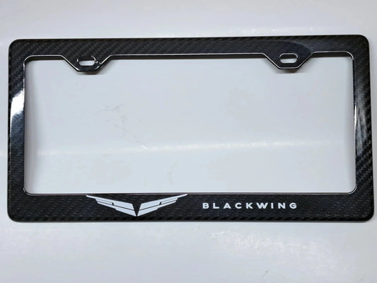 Cadillac Real Carbon Fiber Blackwing Logo License Plate Frame